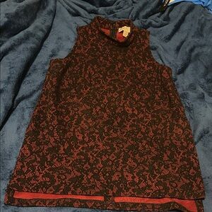 Michael Kors Red and Black Lace Top